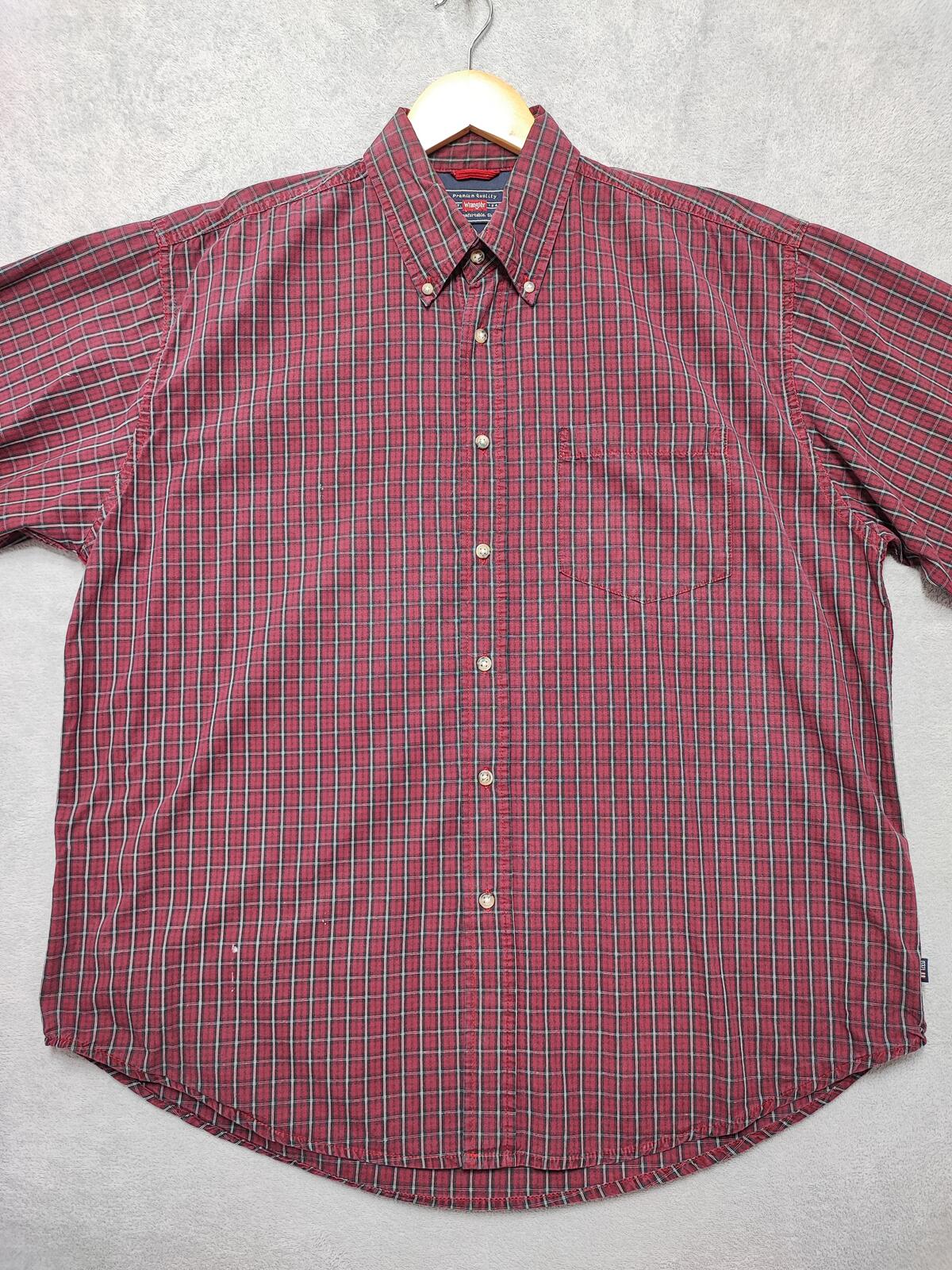 Vintage Wrangler Checked Long Sleeve Shirt Burgundy Red Men's Size XXL