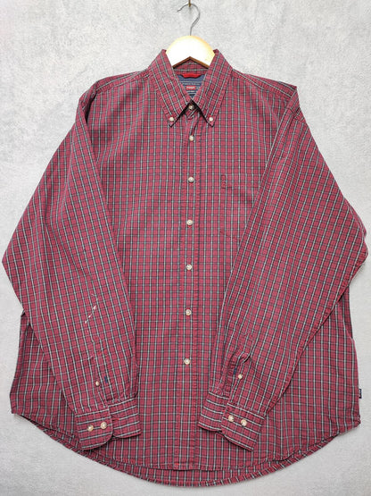 Vintage Wrangler Checked Long Sleeve Shirt Burgundy Red Men's Size XXL