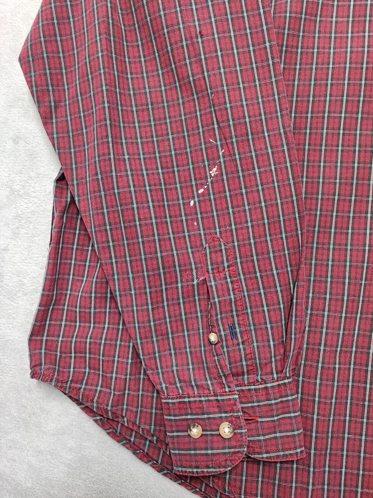 Vintage Wrangler Checked Long Sleeve Shirt Burgundy Red Men's Size XXL