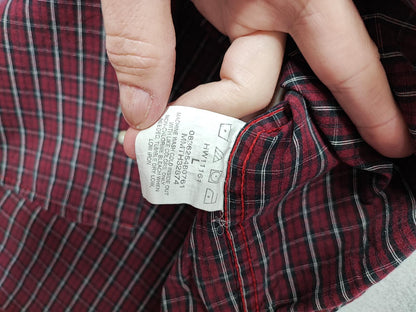 Vintage Wrangler Checked Long Sleeve Shirt Burgundy Red Men's Size XXL