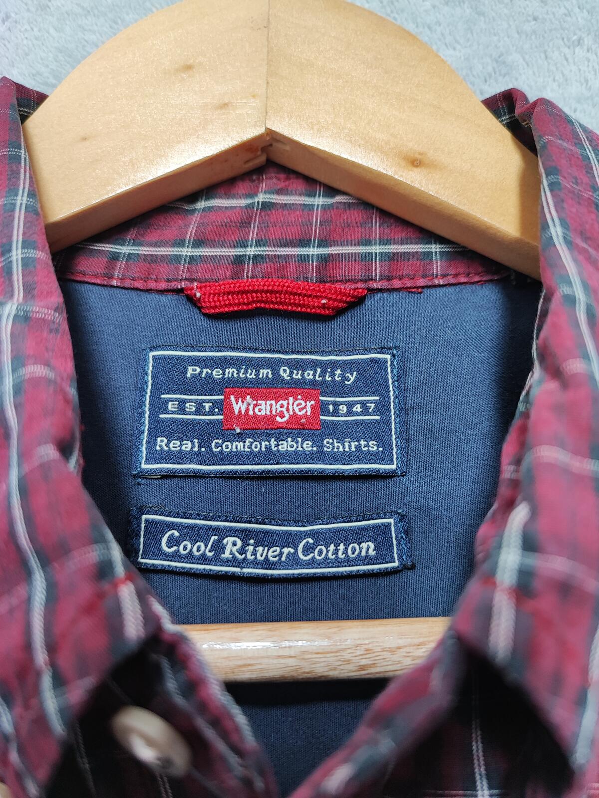 Vintage Wrangler Checked Long Sleeve Shirt Burgundy Red Men's Size XXL