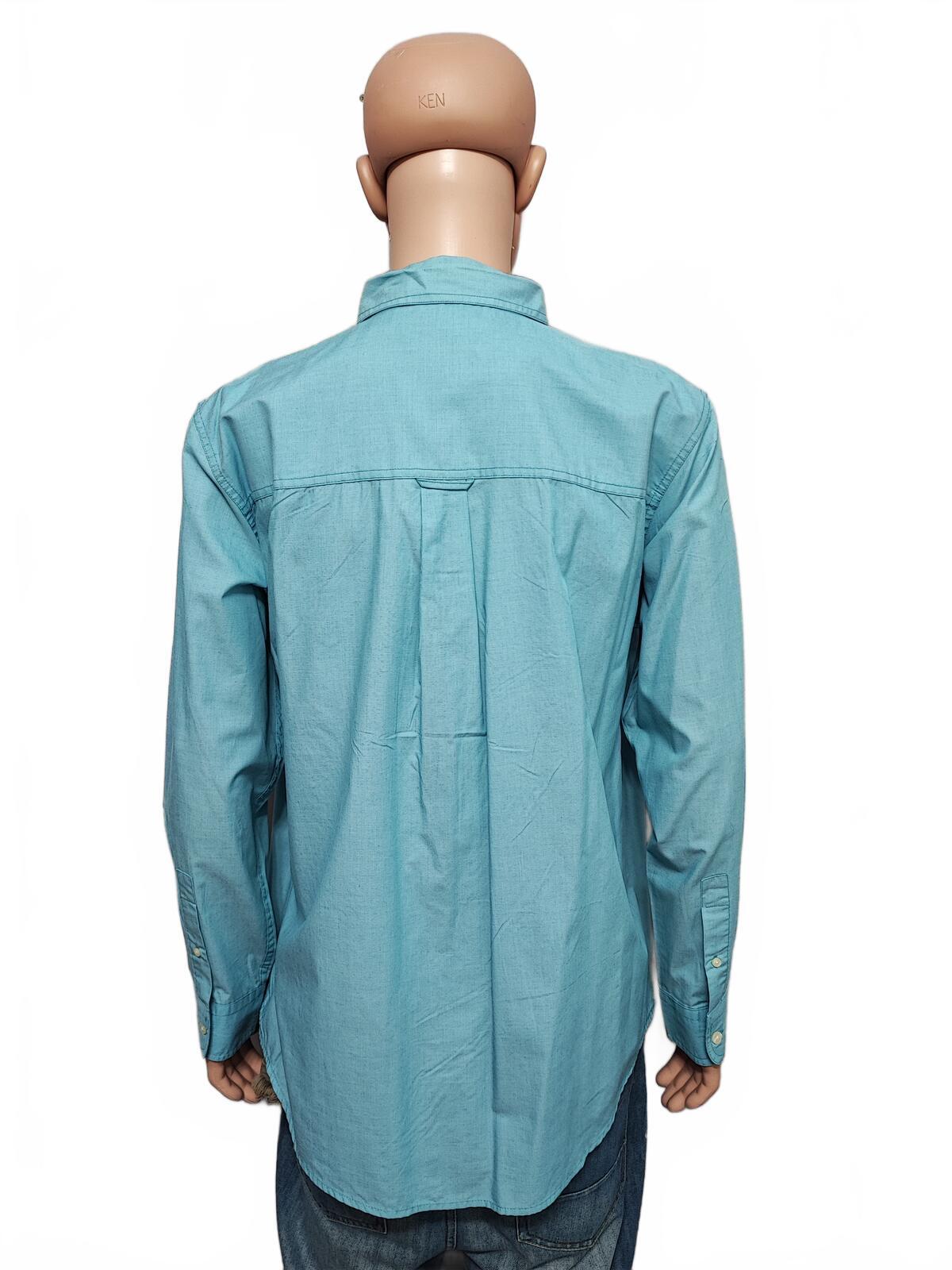 Vintage Chaps Plain Long Sleeve Shirt Turquoise Light Blue Men's Size XL