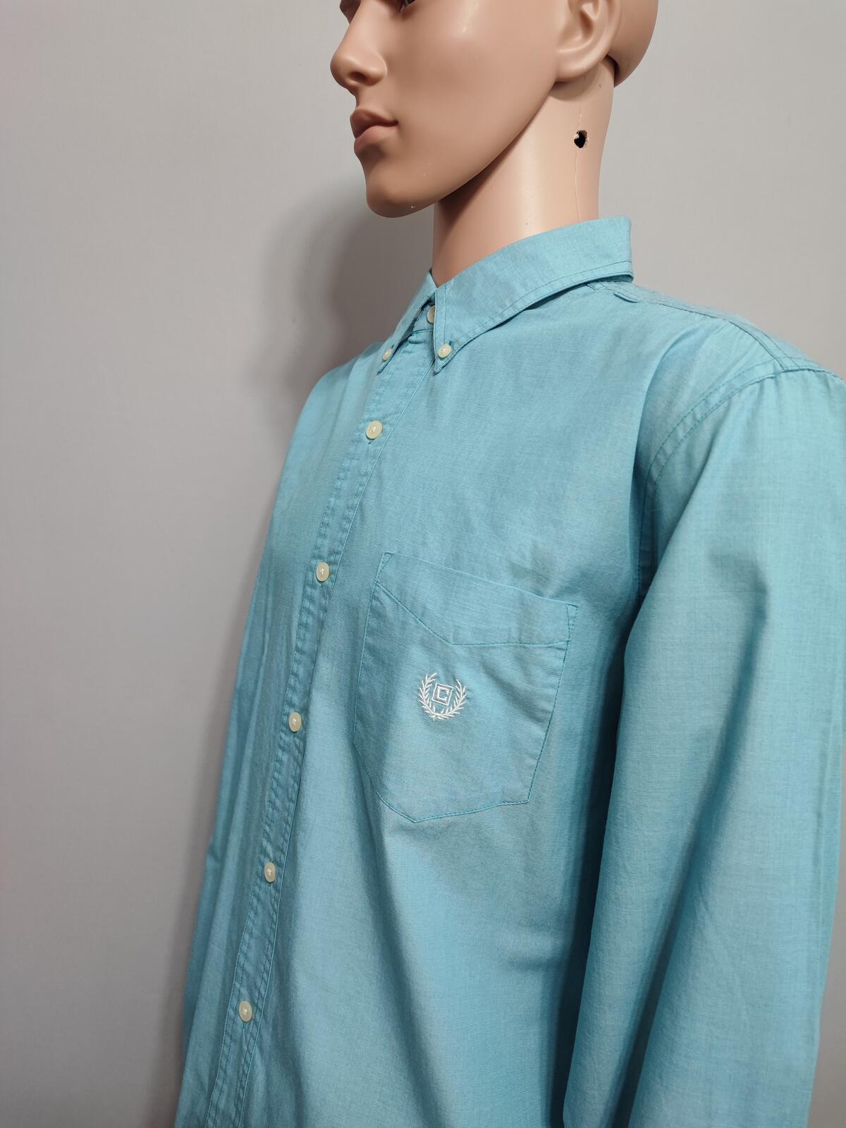 Vintage Chaps Plain Long Sleeve Shirt Turquoise Light Blue Men's Size XL