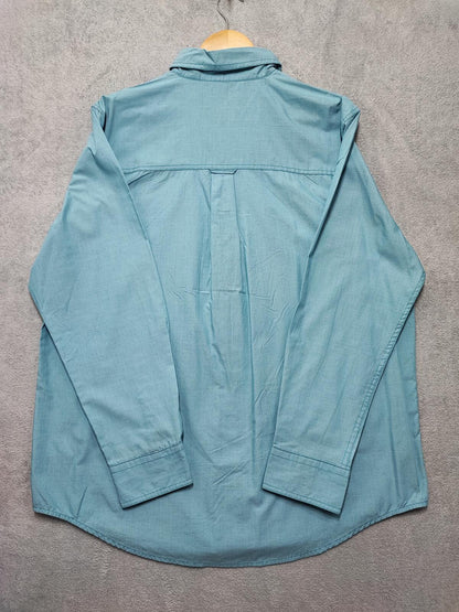 Vintage Chaps Plain Long Sleeve Shirt Turquoise Light Blue Men's Size XL