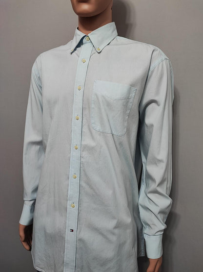 Vintage Tommy Hilfiger Striped Long Sleeve Shirt Blue White Size XL Oversized