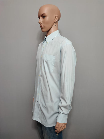 Vintage Tommy Hilfiger Striped Long Sleeve Shirt Blue White Size XL Oversized