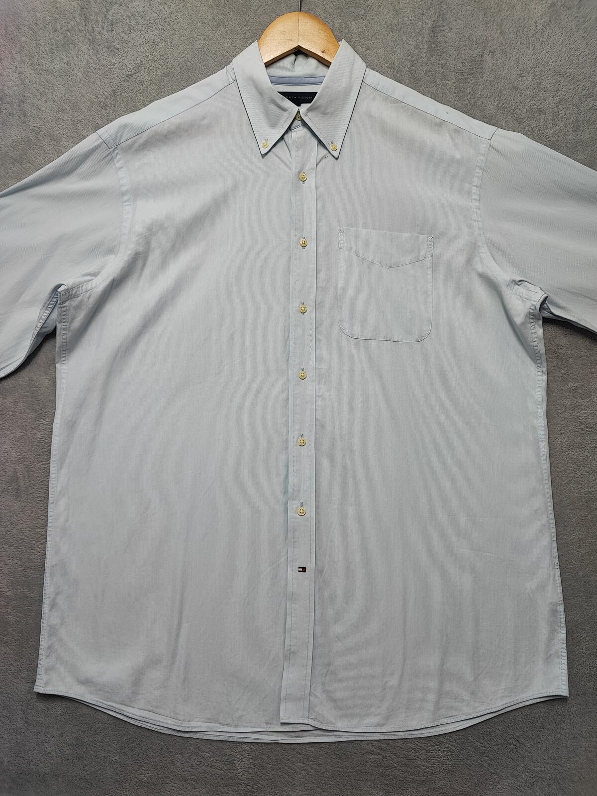 Vintage Tommy Hilfiger Striped Long Sleeve Shirt Blue White Size XL Oversized