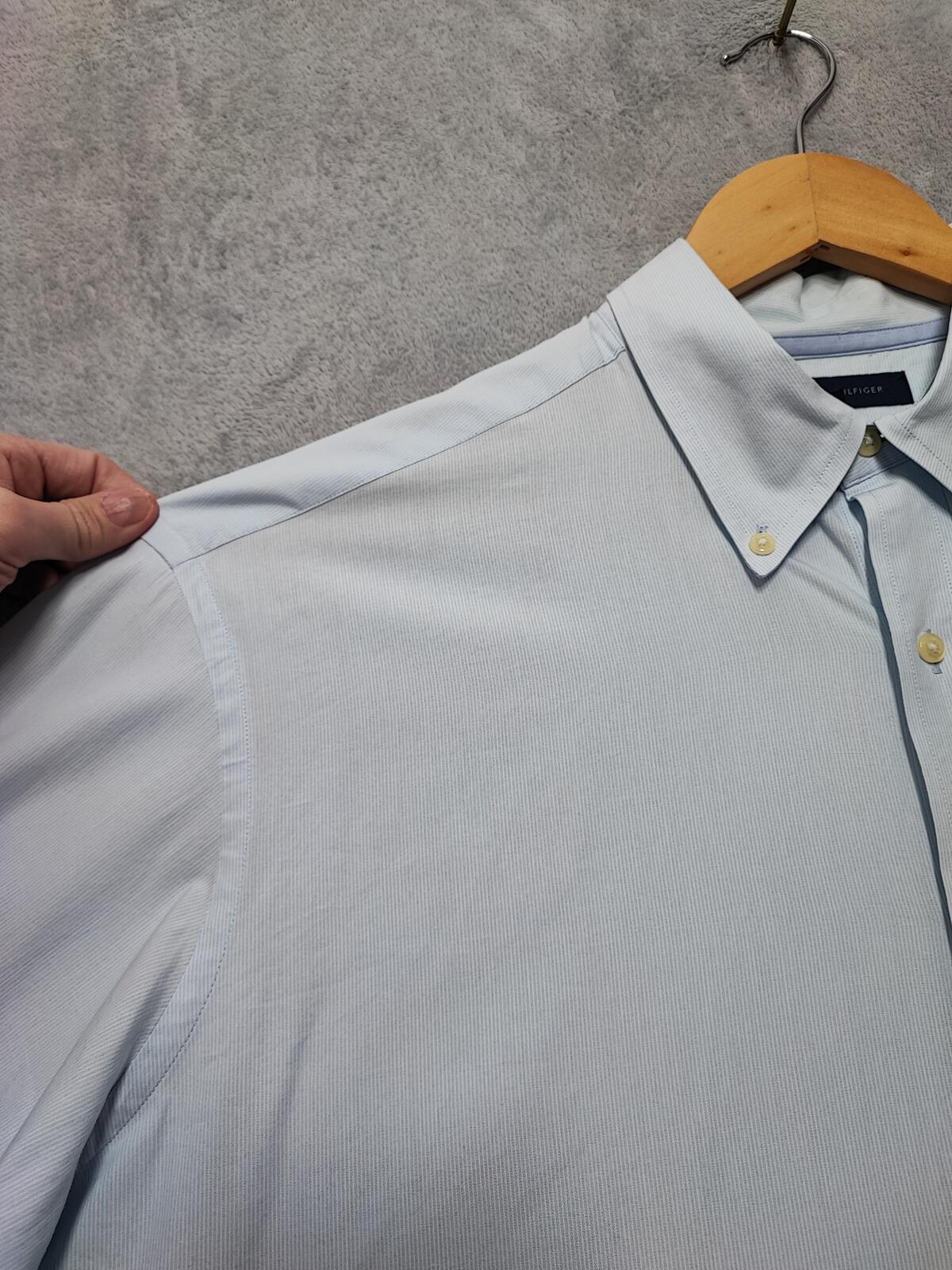 Vintage Tommy Hilfiger Striped Long Sleeve Shirt Blue White Size XL Oversized
