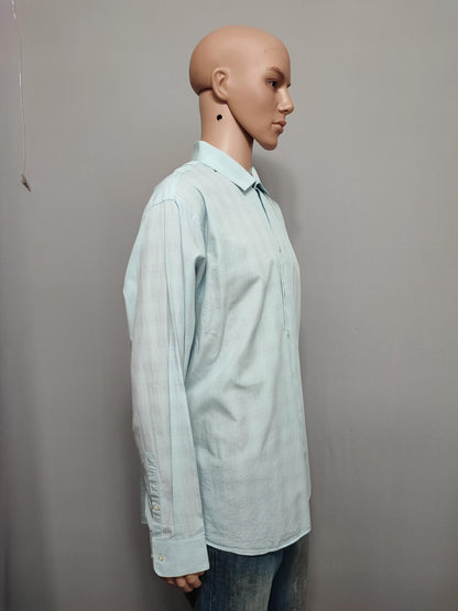Vintage Calvin Klein Checked Long Sleeve Shirt Turquoise Pima Cotton Men's XXL