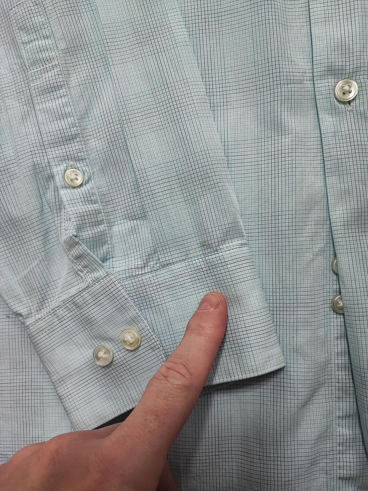 Vintage Calvin Klein Checked Long Sleeve Shirt Turquoise Pima Cotton Men's XXL