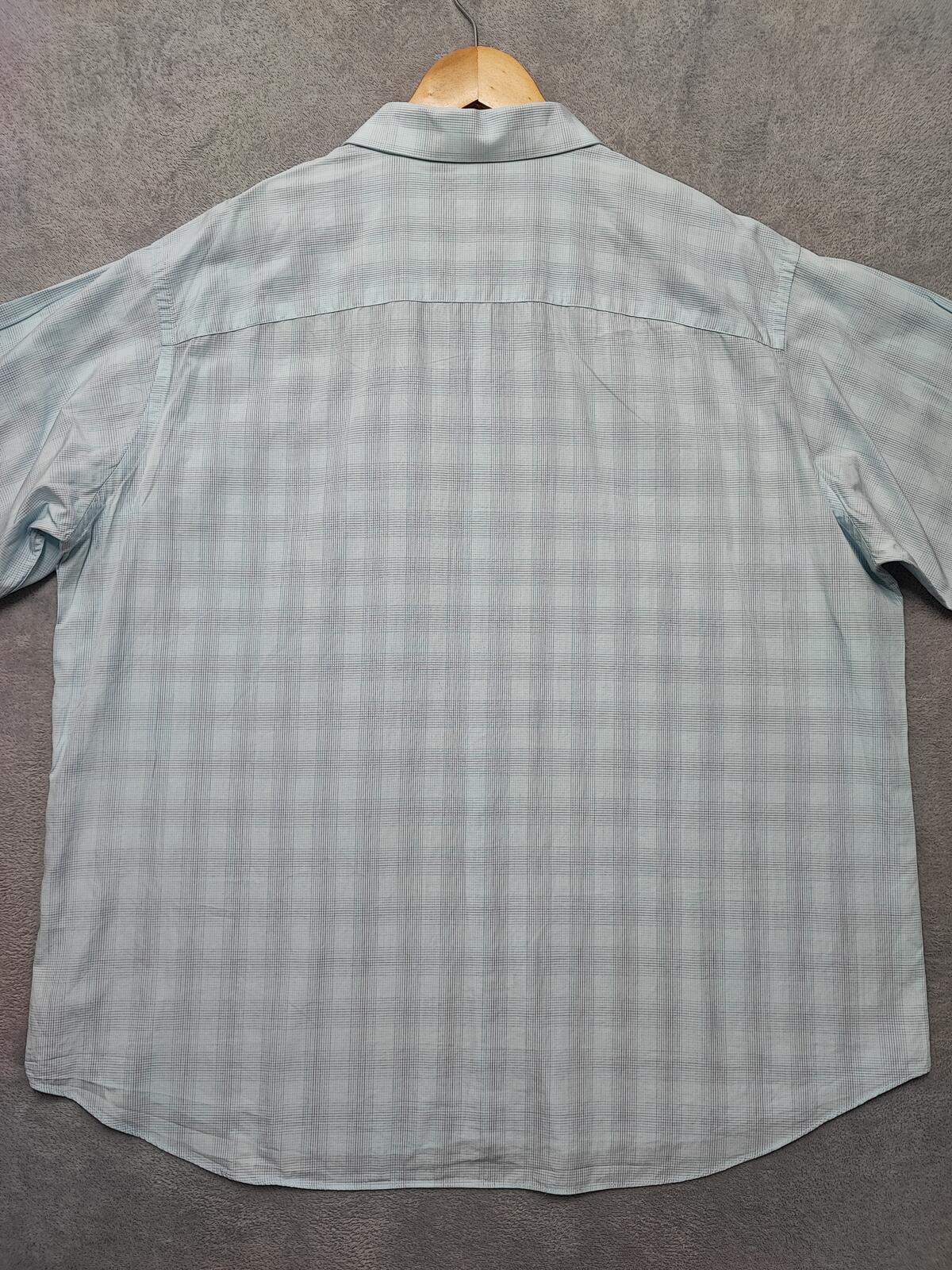 Vintage Calvin Klein Checked Long Sleeve Shirt Turquoise Pima Cotton Men's XXL