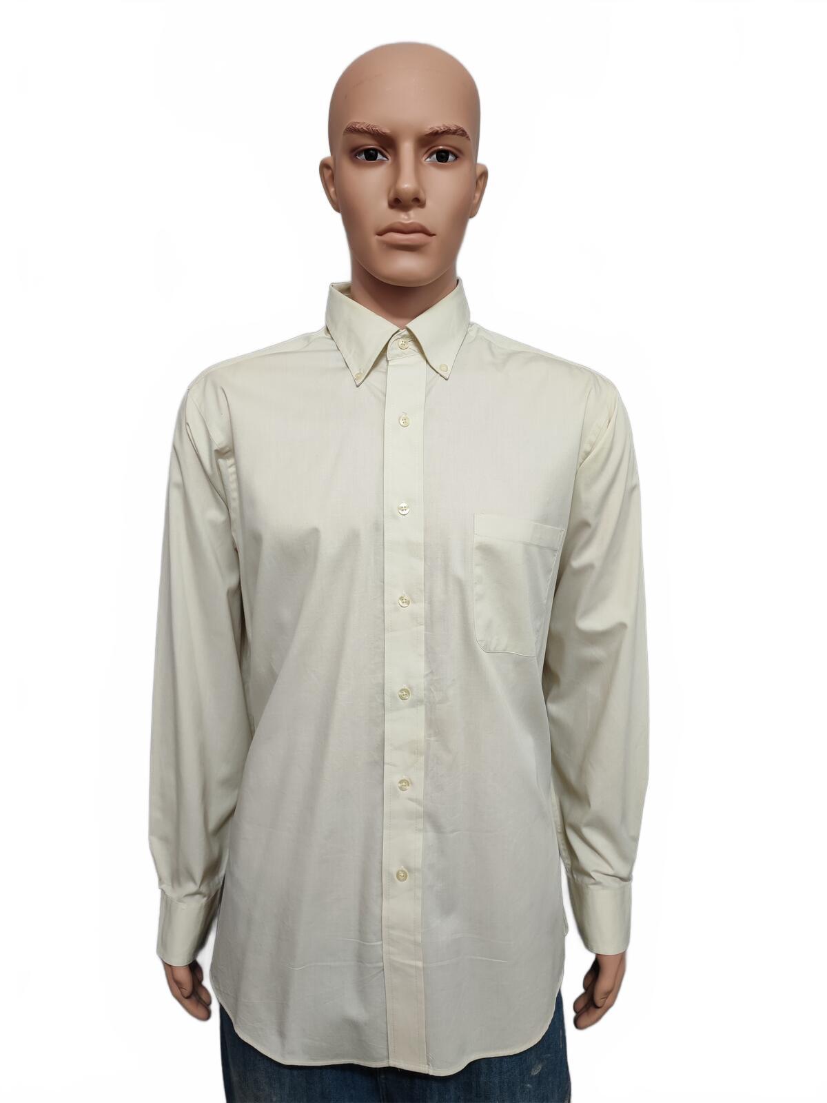 Vintage Chaps Plain Cream Long Sleeve Easy Care Shirt Men Size XL