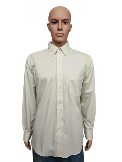 Vintage Chaps Plain Cream Long Sleeve Easy Care Shirt Men Size XL