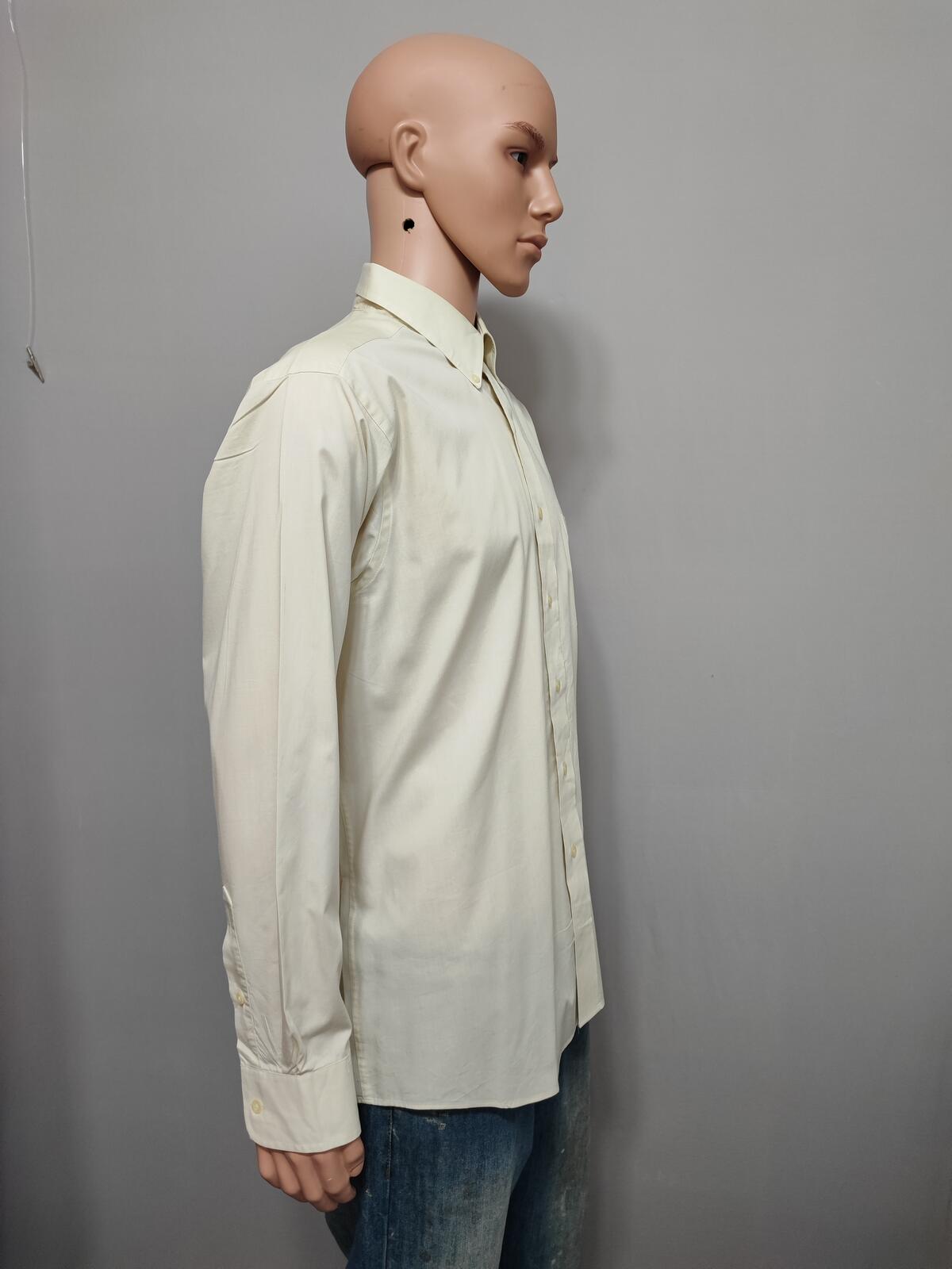 Vintage Chaps Plain Cream Long Sleeve Easy Care Shirt Men Size XL