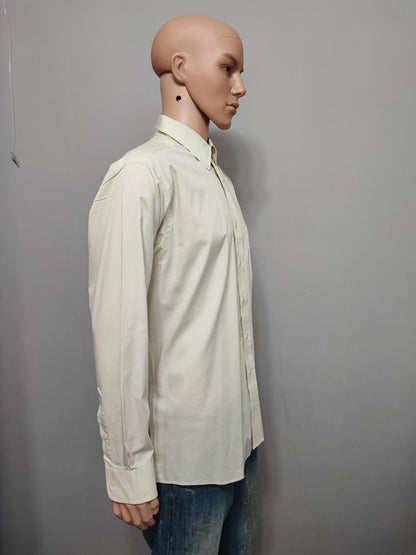 Vintage Chaps Plain Cream Long Sleeve Easy Care Shirt Men Size XL