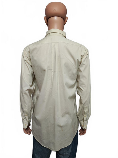 Vintage Chaps Plain Cream Long Sleeve Easy Care Shirt Men Size XL