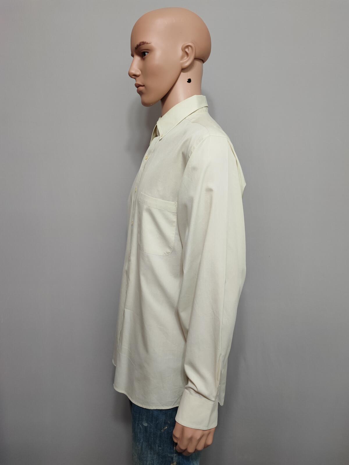 Vintage Chaps Plain Cream Long Sleeve Easy Care Shirt Men Size XL