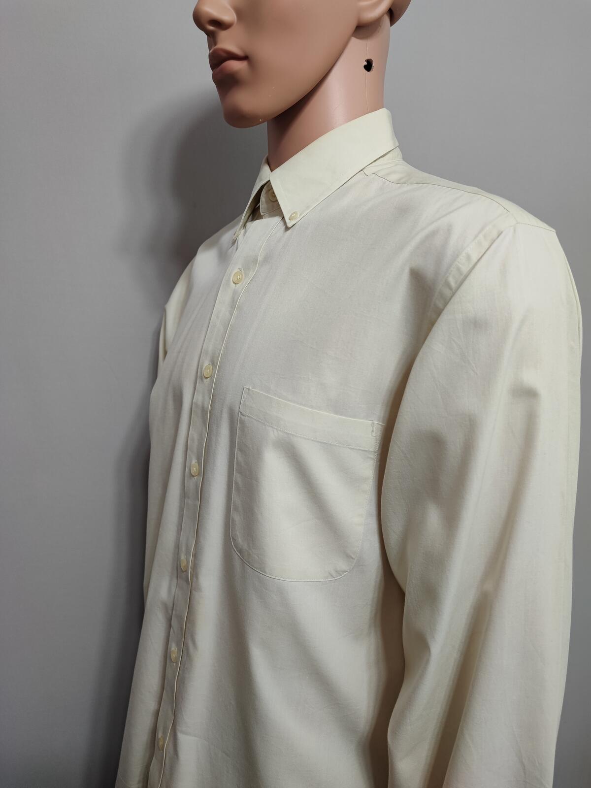 Vintage Chaps Plain Cream Long Sleeve Easy Care Shirt Men Size XL