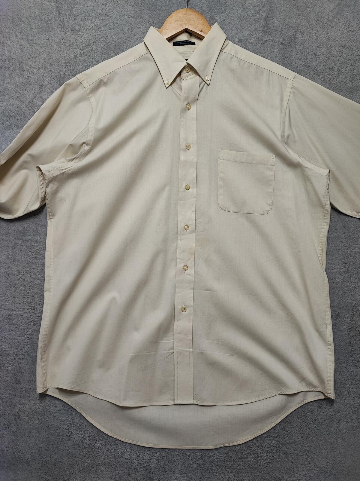 Vintage Chaps Plain Cream Long Sleeve Easy Care Shirt Men Size XL
