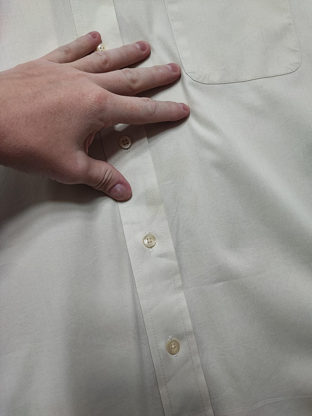 Vintage Chaps Plain Cream Long Sleeve Easy Care Shirt Men Size XL