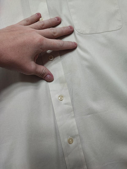 Vintage Chaps Plain Cream Long Sleeve Easy Care Shirt Men Size XL