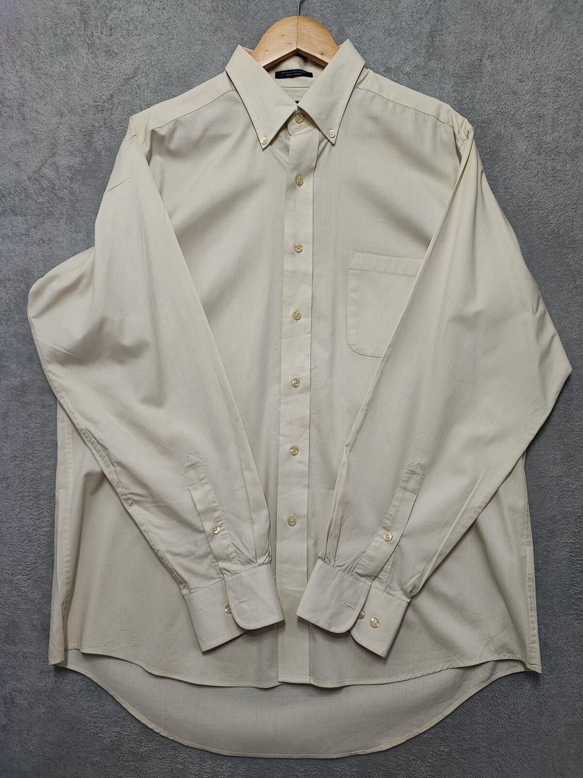 Vintage Chaps Plain Cream Long Sleeve Easy Care Shirt Men Size XL