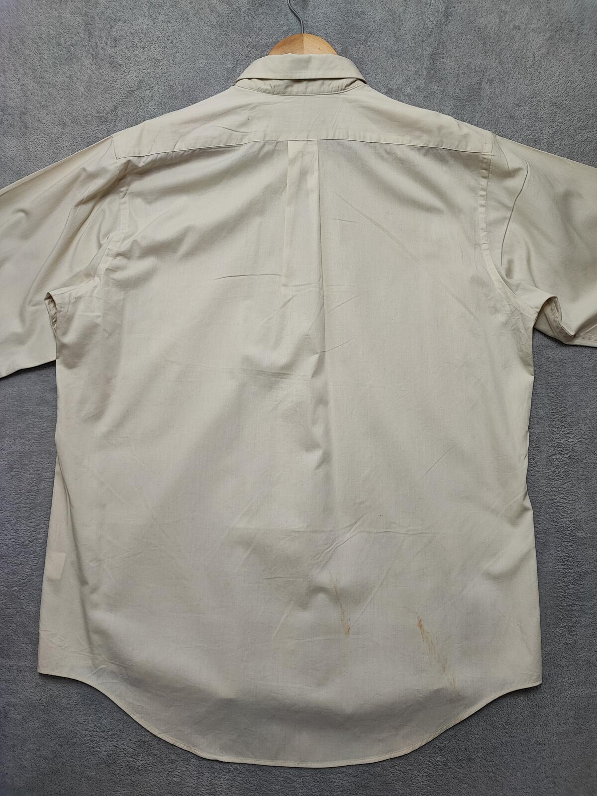 Vintage Chaps Plain Cream Long Sleeve Easy Care Shirt Men Size XL