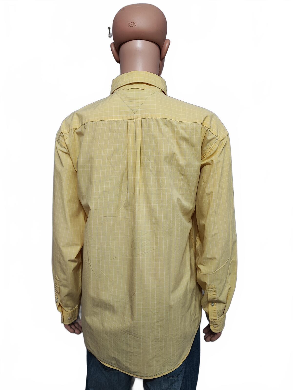 Vintage Tommy Hilfiger Checked Long Sleeve Shirt Yellow Men Size XXL Big & Tall