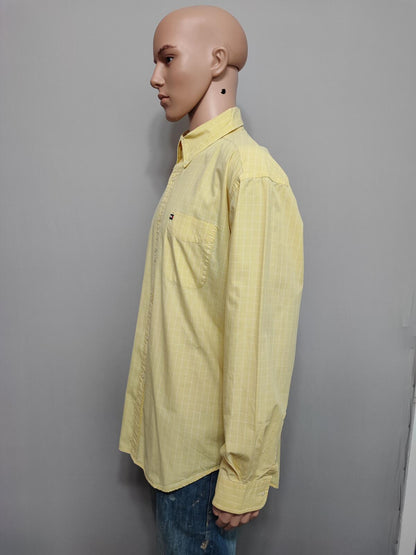 Vintage Tommy Hilfiger Checked Long Sleeve Shirt Yellow Men Size XXL Big & Tall