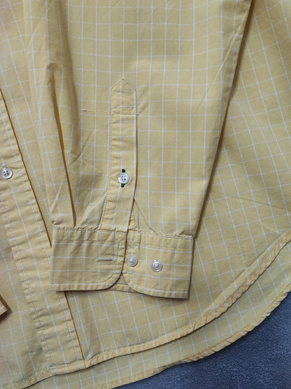 Vintage Tommy Hilfiger Checked Long Sleeve Shirt Yellow Men Size XXL Big & Tall