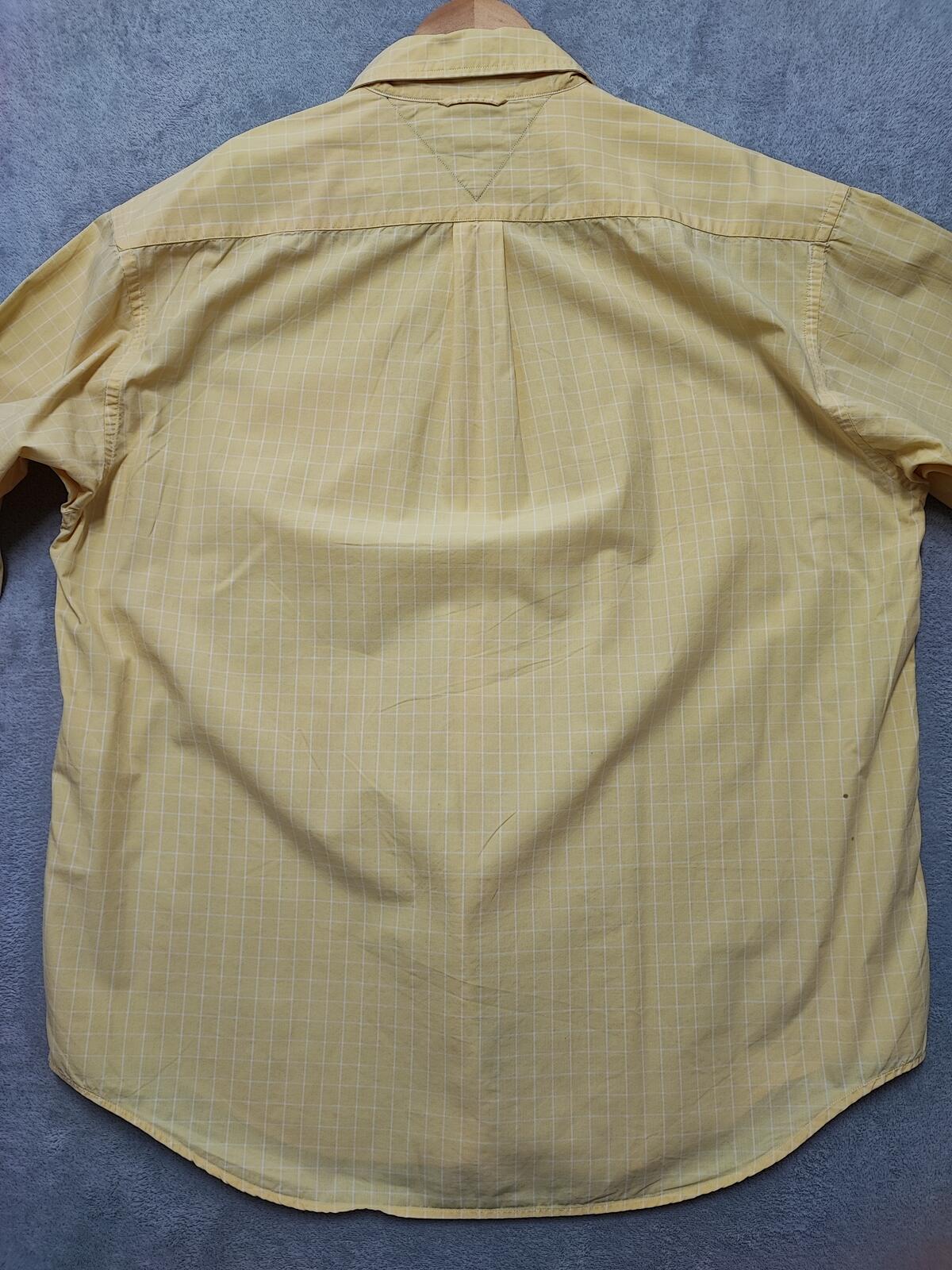 Vintage Tommy Hilfiger Checked Long Sleeve Shirt Yellow Men Size XXL Big & Tall