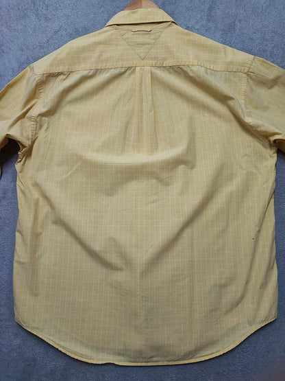 Vintage Tommy Hilfiger Checked Long Sleeve Shirt Yellow Men Size XXL Big & Tall