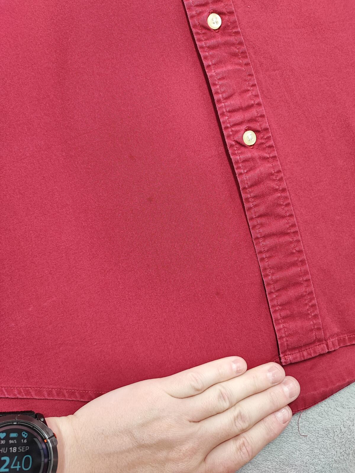 Vintage Tommy Hilfiger Plain Long Sleeve Shirt Vibrant Red Men's Size XL