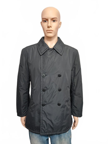 Vintage Helly Hansen Plain Navy Blue Double Breasted Pea Coat Jacket Men Size XL