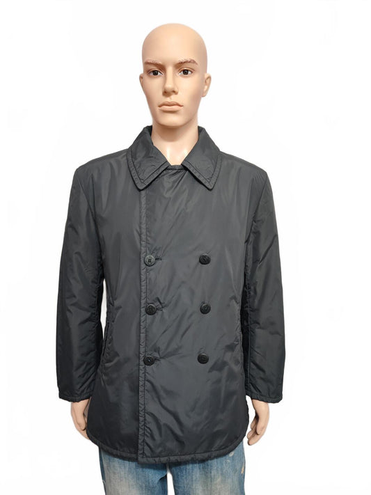 Vintage Helly Hansen Plain Navy Blue Double Breasted Pea Coat Jacket Men Size XL
