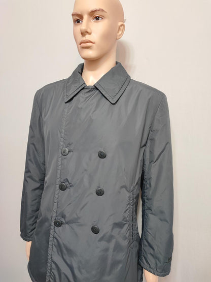 Vintage Helly Hansen Plain Navy Blue Double Breasted Pea Coat Jacket Men Size XL