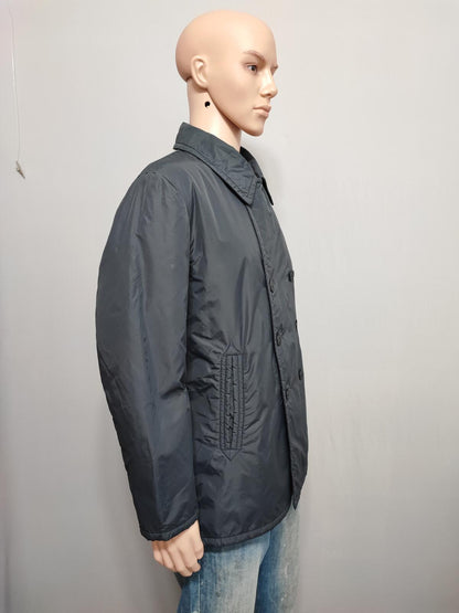 Vintage Helly Hansen Plain Navy Blue Double Breasted Pea Coat Jacket Men Size XL