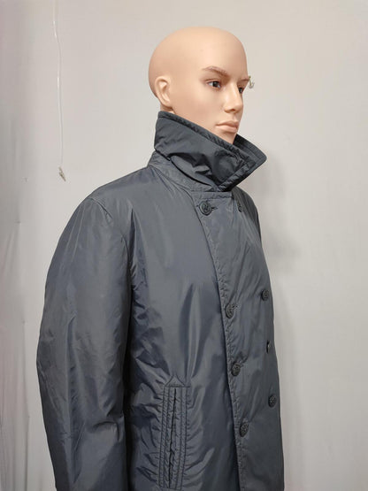 Vintage Helly Hansen Plain Navy Blue Double Breasted Pea Coat Jacket Men Size XL