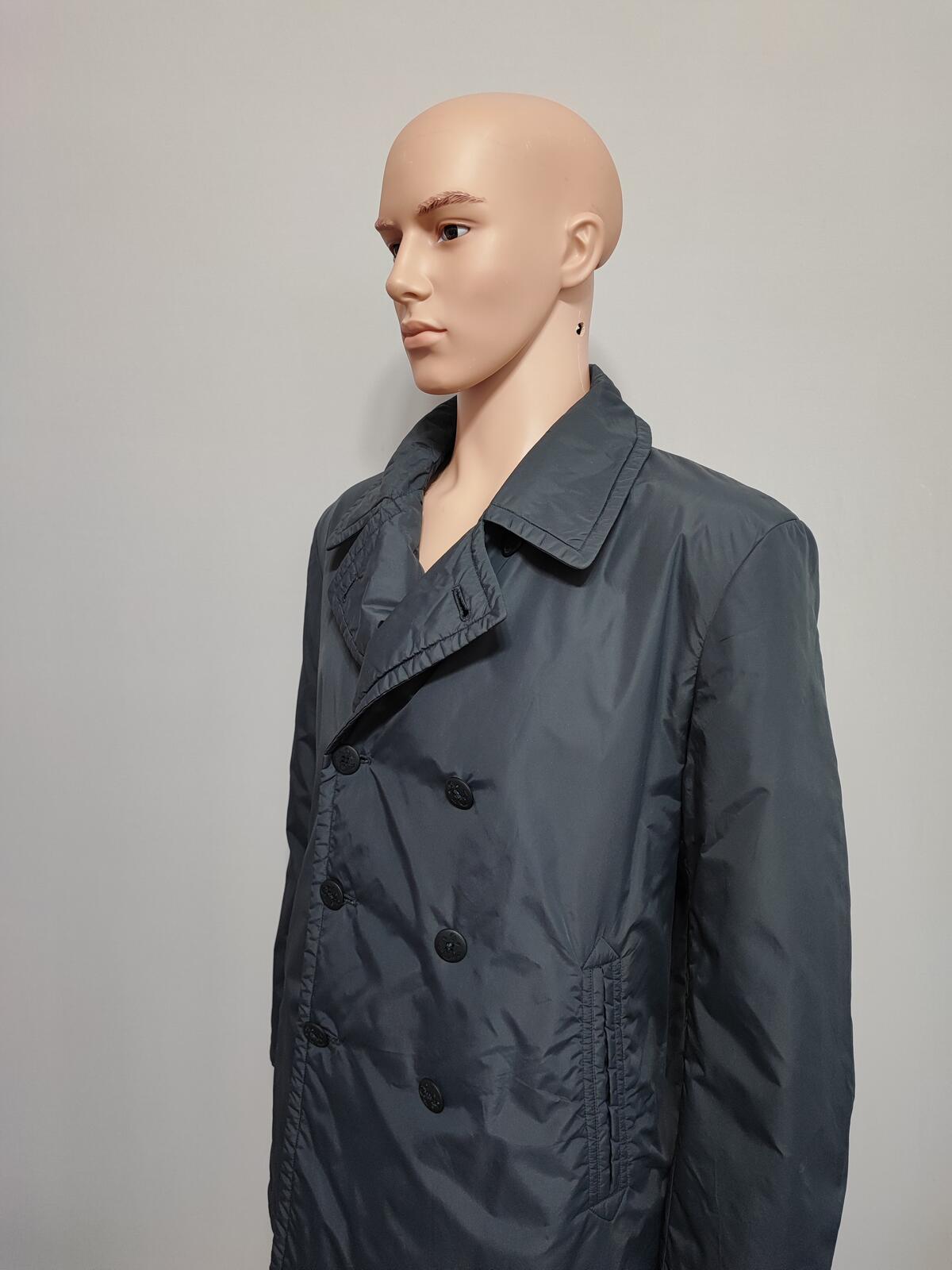 Vintage Helly Hansen Plain Navy Blue Double Breasted Pea Coat Jacket Men Size XL