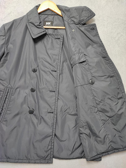 Vintage Helly Hansen Plain Navy Blue Double Breasted Pea Coat Jacket Men Size XL