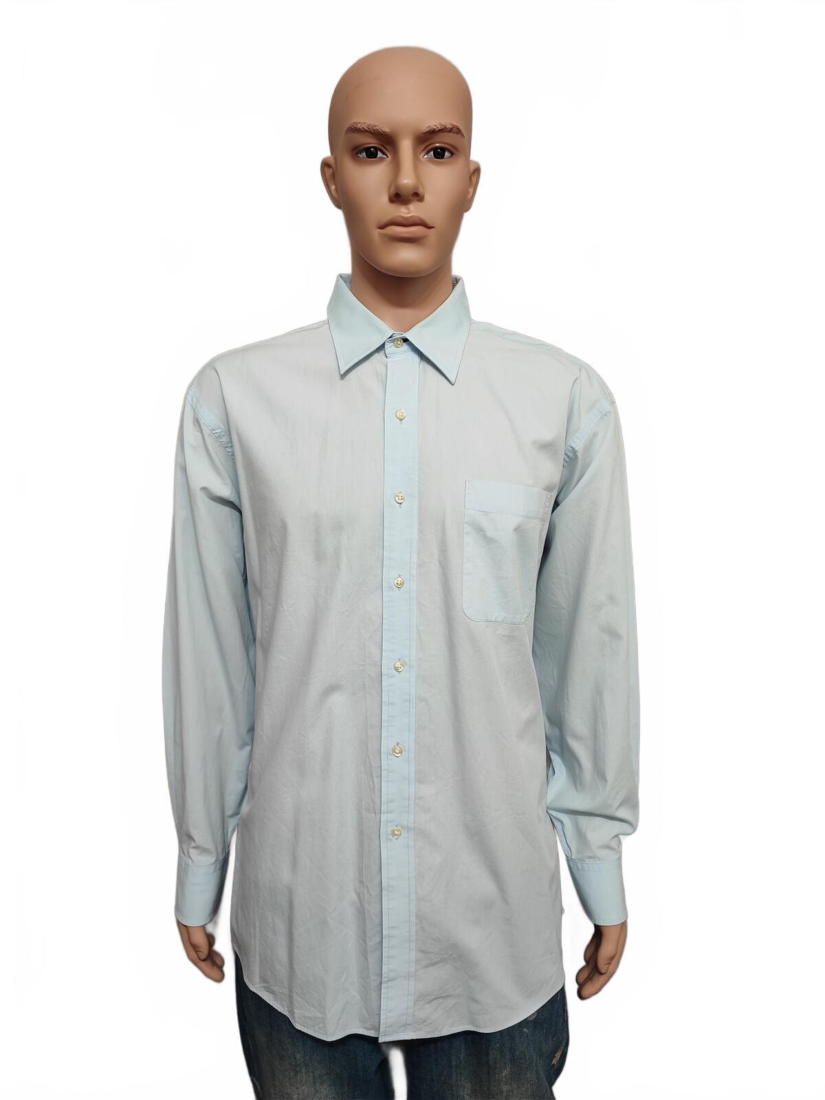 Vintage Tommy Hilfiger designer Plain Blue Long Sleeve Shirt 90s Men Size XL