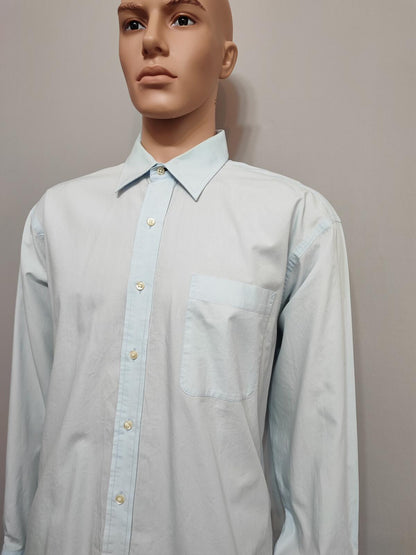 Vintage Tommy Hilfiger designer Plain Blue Long Sleeve Shirt 90s Men Size XL