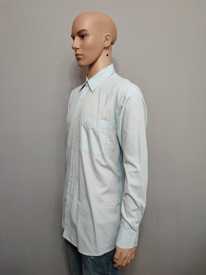 Vintage Tommy Hilfiger designer Plain Blue Long Sleeve Shirt 90s Men Size XL