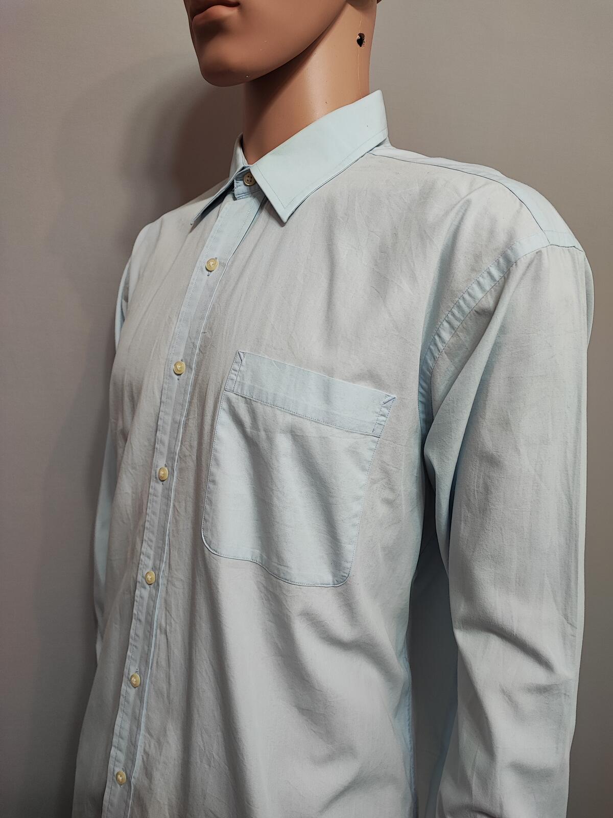 Vintage Tommy Hilfiger designer Plain Blue Long Sleeve Shirt 90s Men Size XL