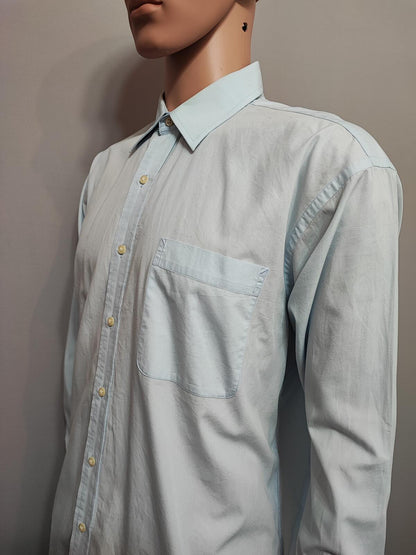 Vintage Tommy Hilfiger designer Plain Blue Long Sleeve Shirt 90s Men Size XL