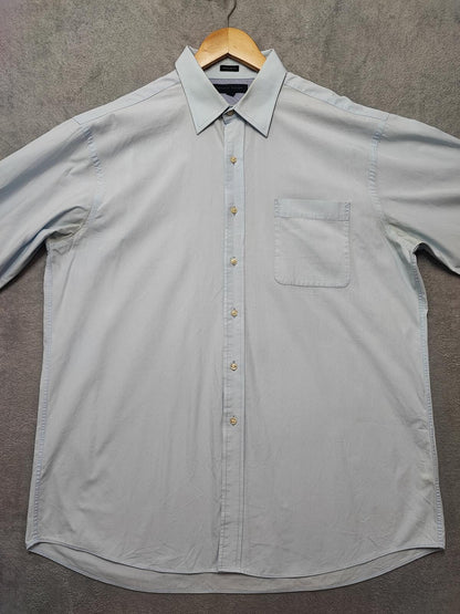 Vintage Tommy Hilfiger designer Plain Blue Long Sleeve Shirt 90s Men Size XL