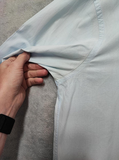 Vintage Tommy Hilfiger designer Plain Blue Long Sleeve Shirt 90s Men Size XL