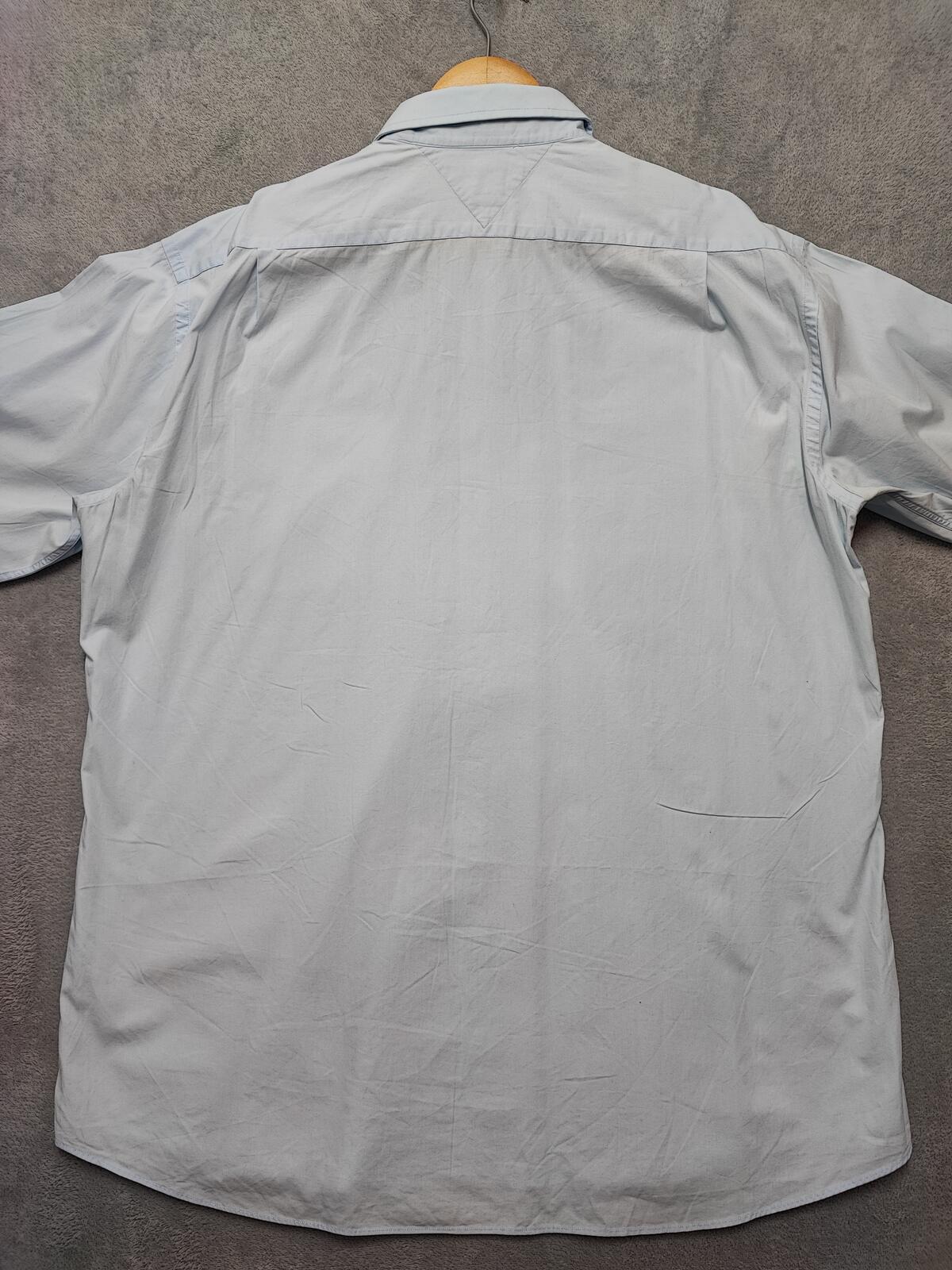 Vintage Tommy Hilfiger designer Plain Blue Long Sleeve Shirt 90s Men Size XL