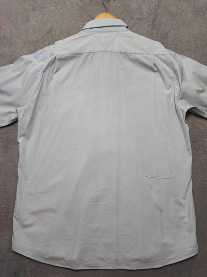 Vintage Tommy Hilfiger designer Plain Blue Long Sleeve Shirt 90s Men Size XL