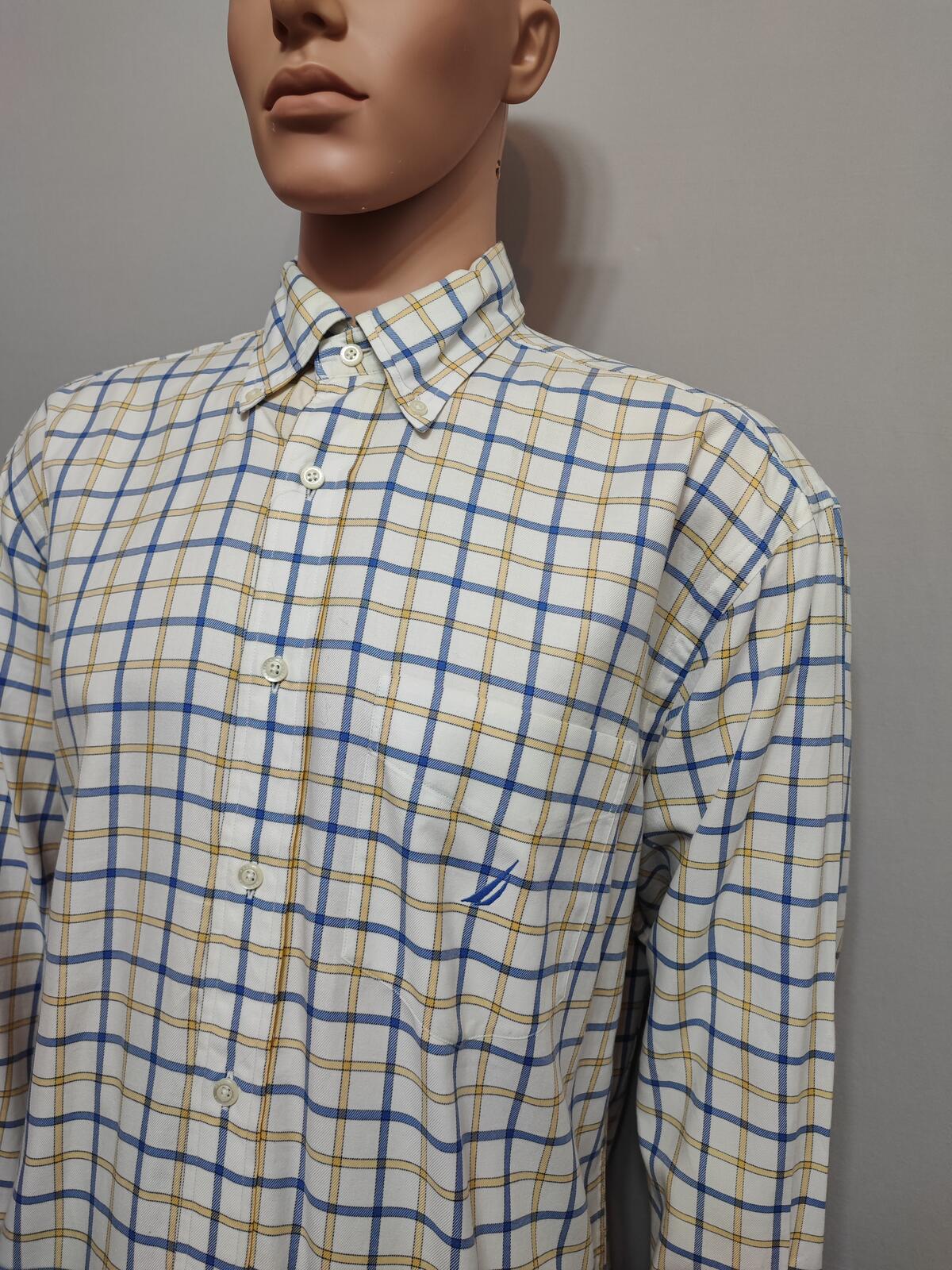 Vintage Nautica Checked Long Sleeve Two-Ply Cotton Sailing Shirt Men Size XL